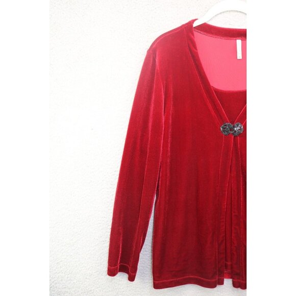 White Stag Red Velvet Maxi Skirt and Long Sleeve Top-Large-Whimsigoth - Picture 10 of 16